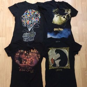 Fandom T shirts - (3) Disney and (1) Harry Potter